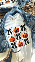 Pumpkins & Coquette Bows - White Tee