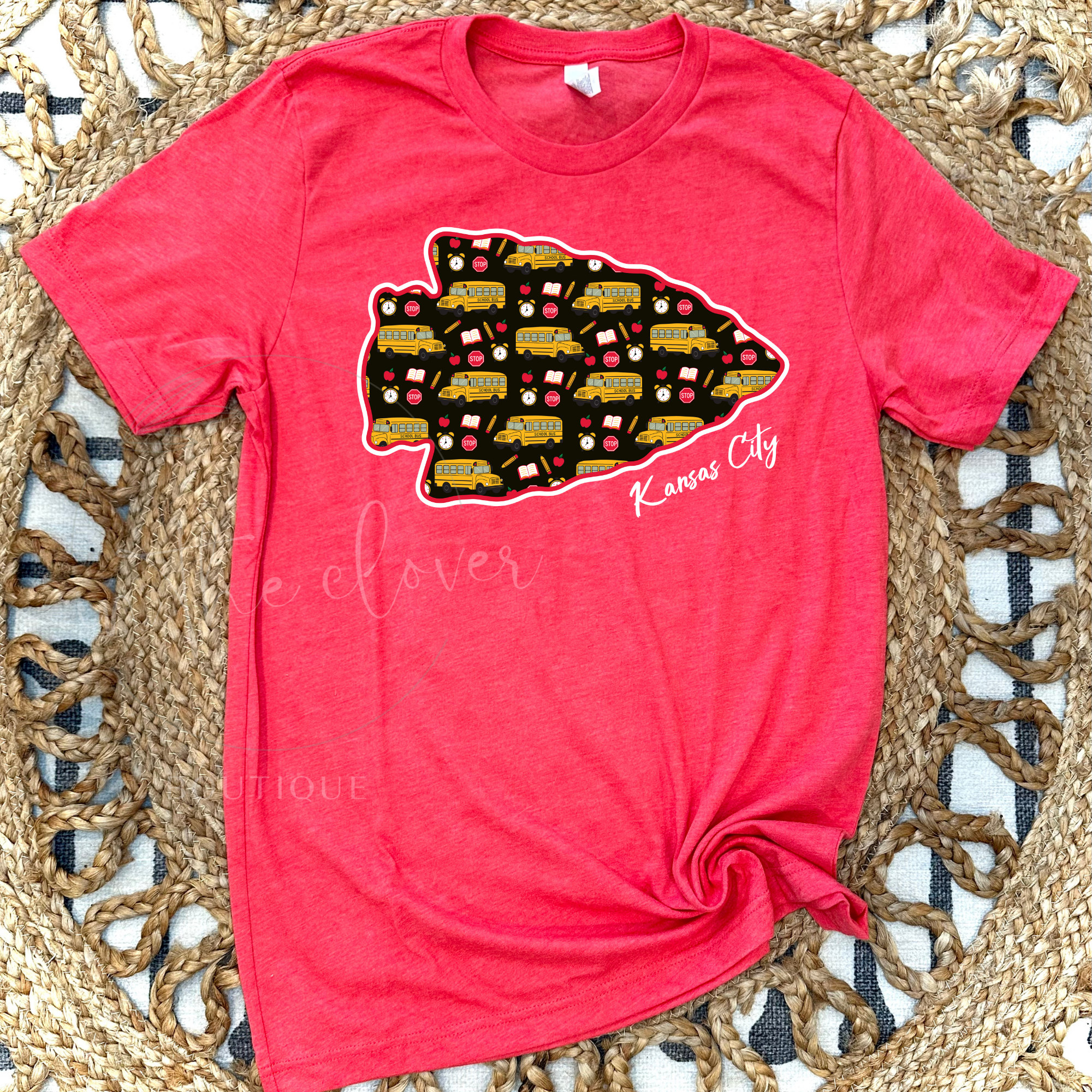 SCHOOL BUS THEMED ARROWHEAD - HEATHER RED TEE
