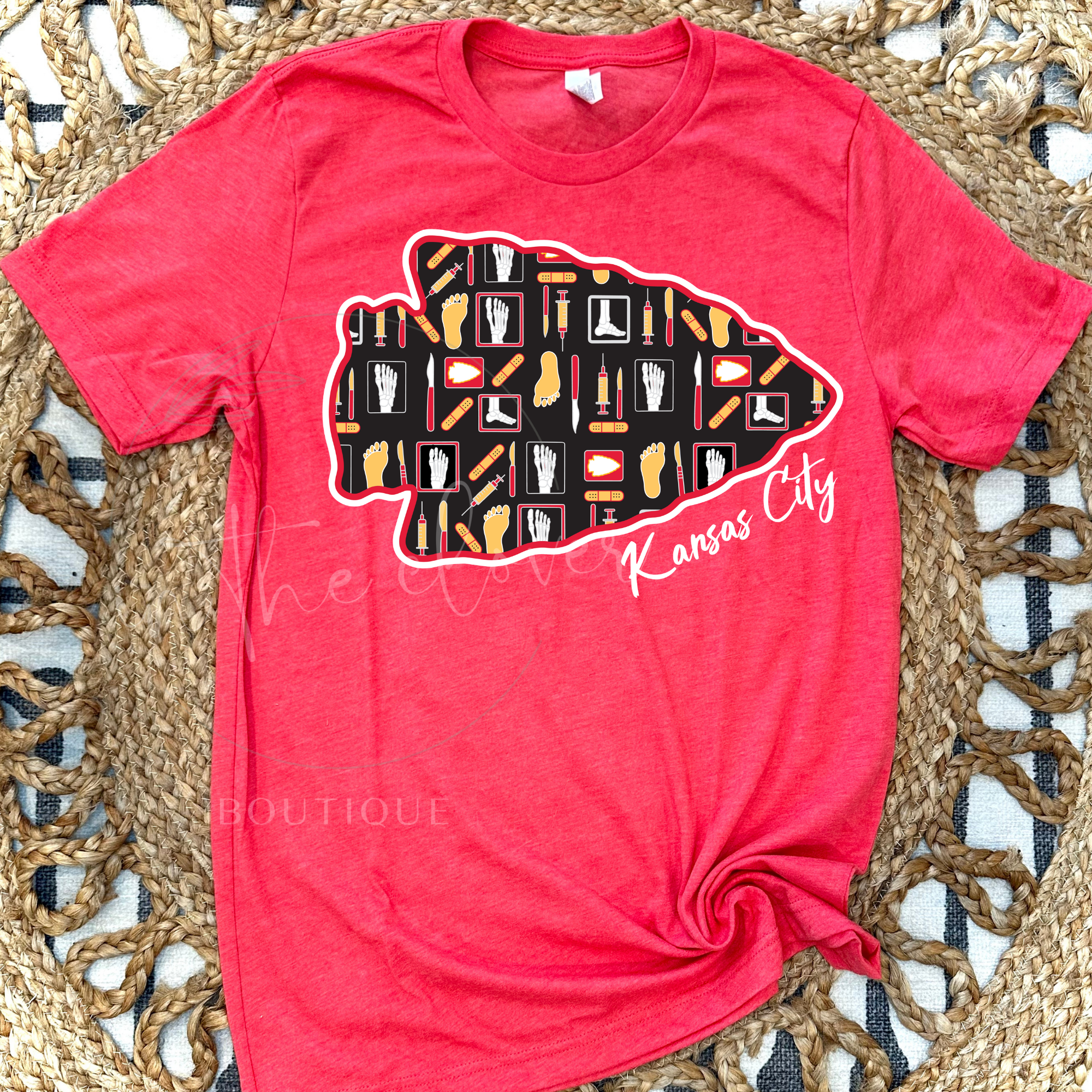 PODIATRY THEMED ARROWHEAD - HEATHER RED TEE