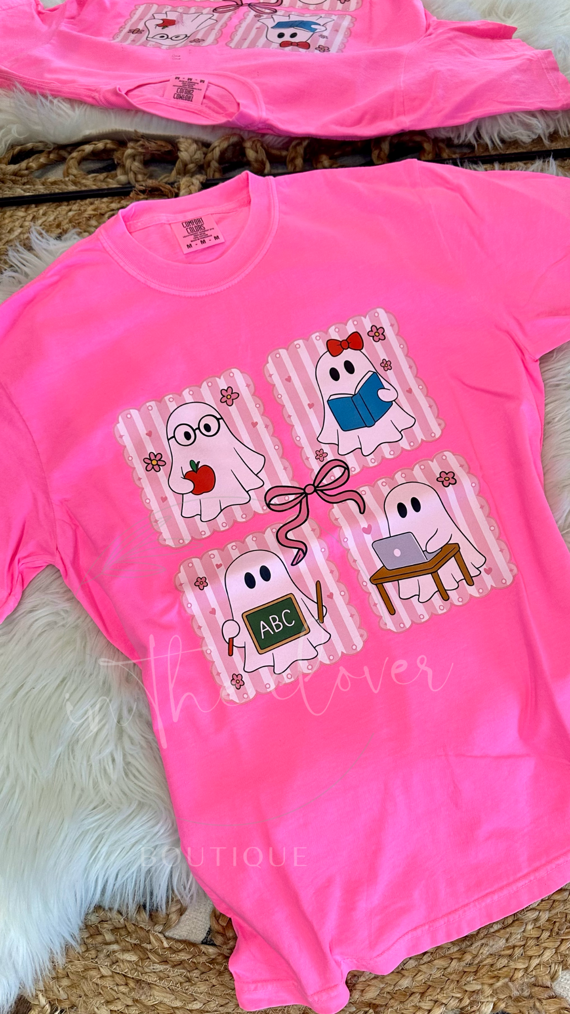 TEACHER THEMED GHOST - HOT PINK TEE