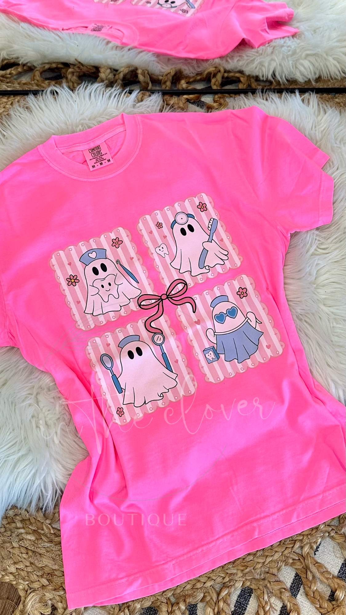 DENTAL THEMED GHOST - HOT PINK TEE