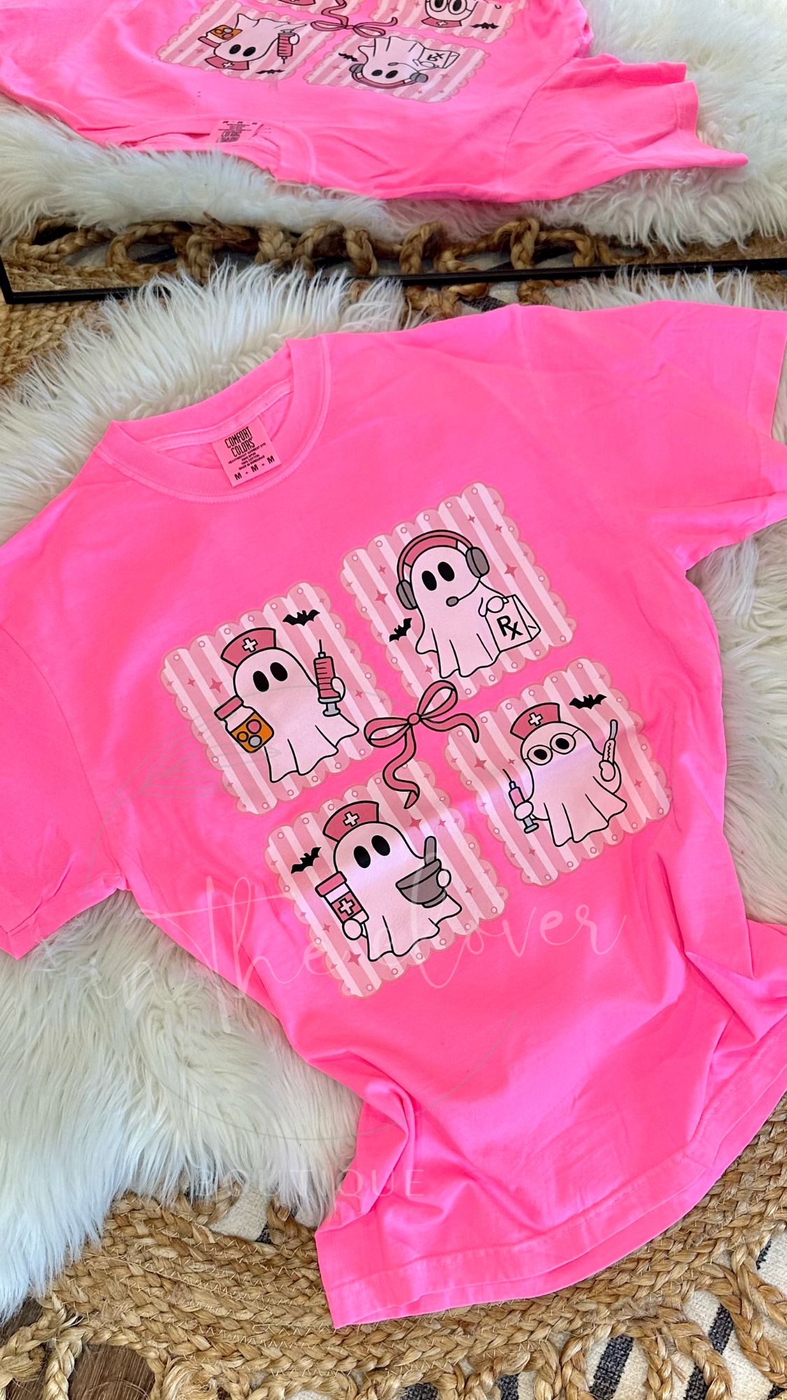 PHARMACY THEMED GHOST - HOT PINK TEE