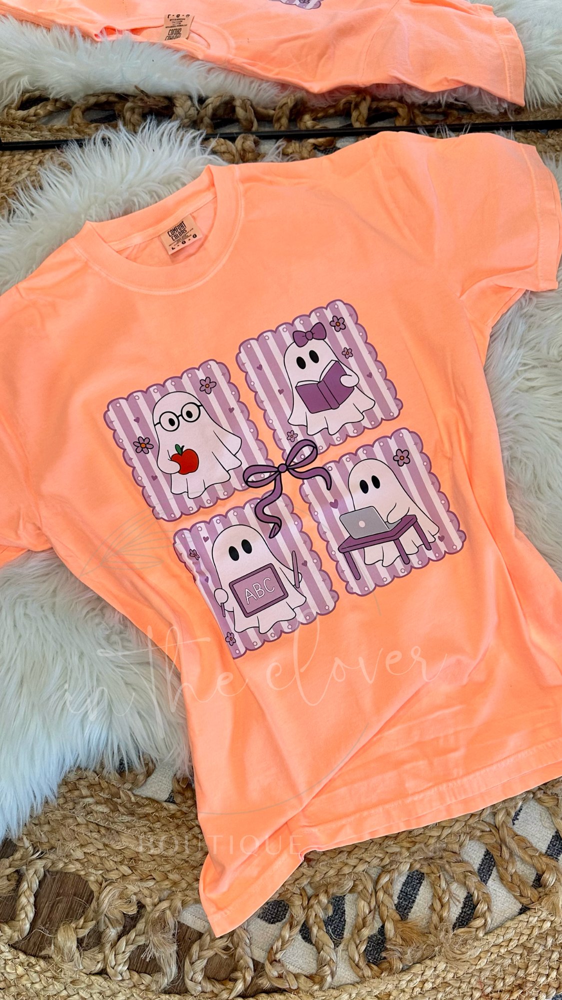 TEACHER THEMED GHOST - NEON CANTALOUPE TEE