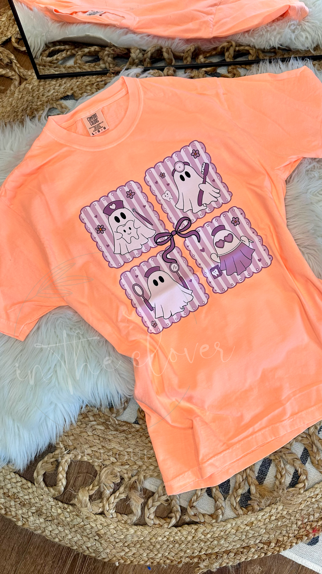 DENTAL THEMED GHOST - NEON CANTALOUPE TEE