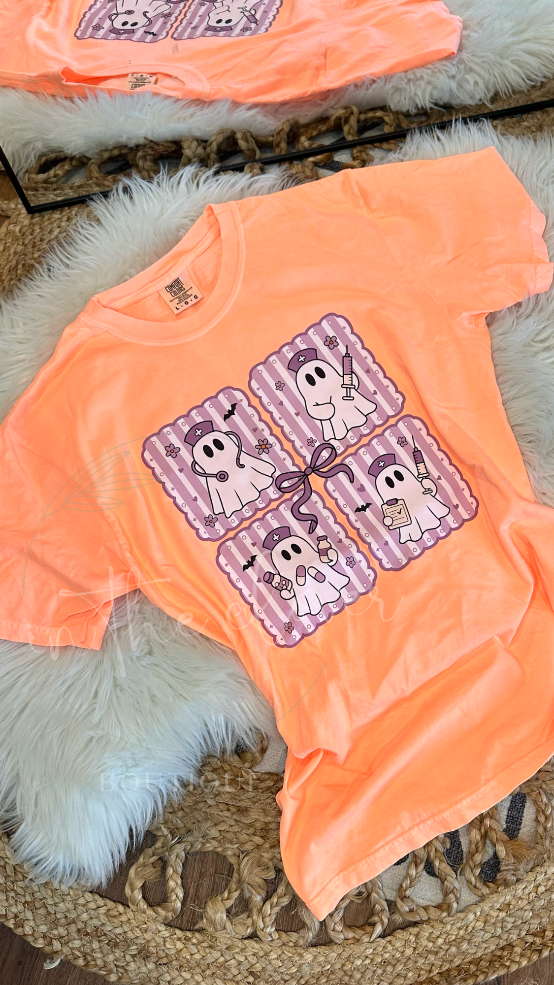 NURSE THEMED GHOST - NEON CANTALOUPE TEE