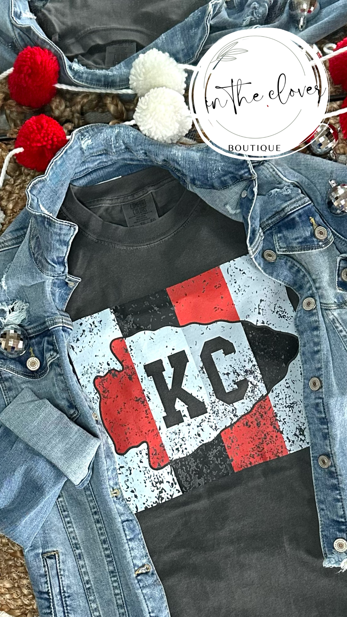 Block Striped KC Arrowhead - Pepper Tee