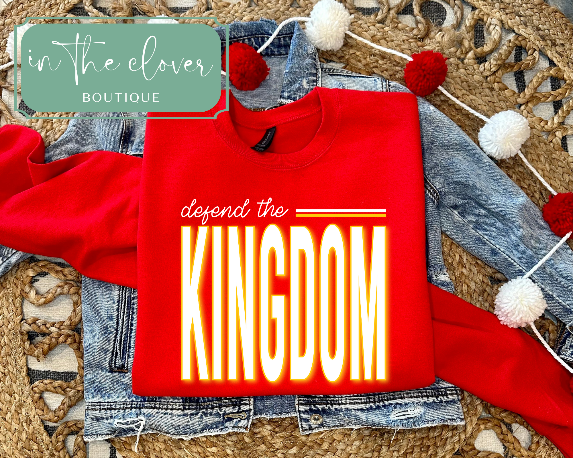 Oversized Defend the Kingdom - Red Crewneck