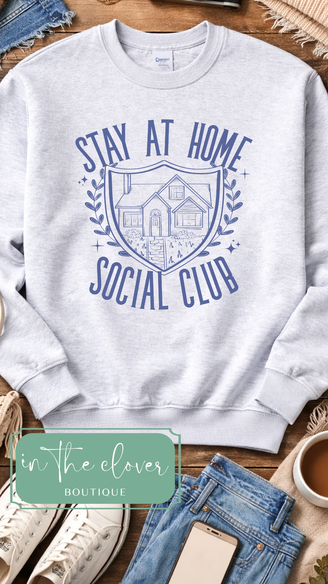 Stay At Home Club - Ash Crewneck
