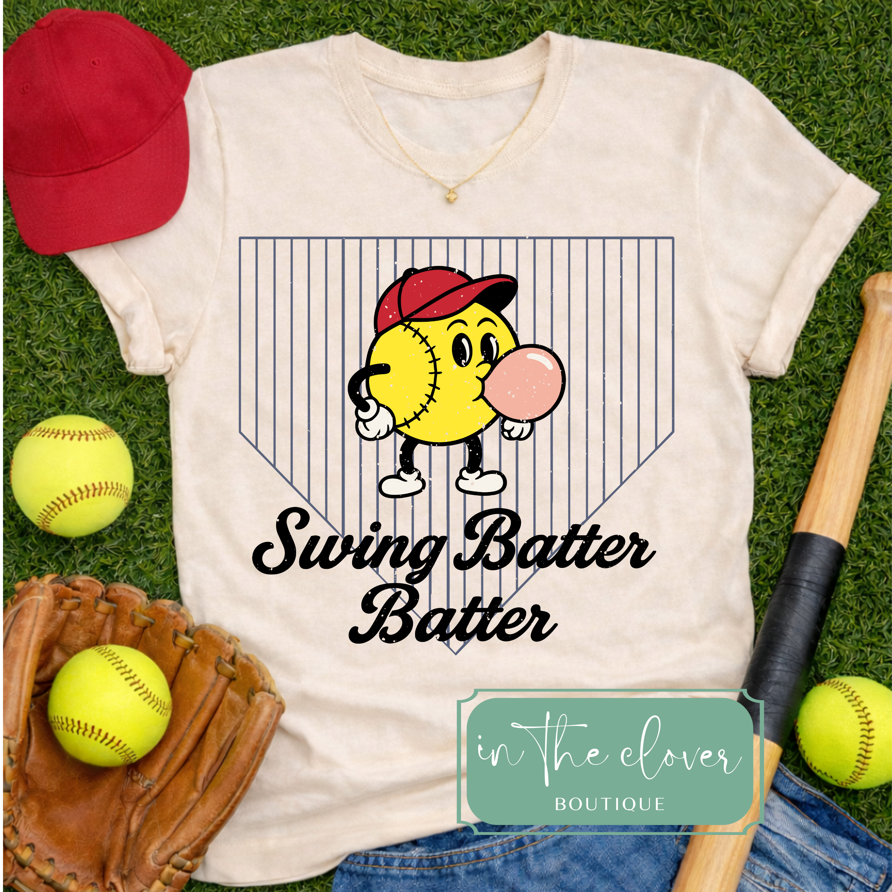 SOFTBALL VINTAGE SWING BATTER BATTER - IVORY TEE