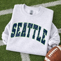 DISTRESSED Printed Seattle Crewneck Sweatshirt - Ash Grey