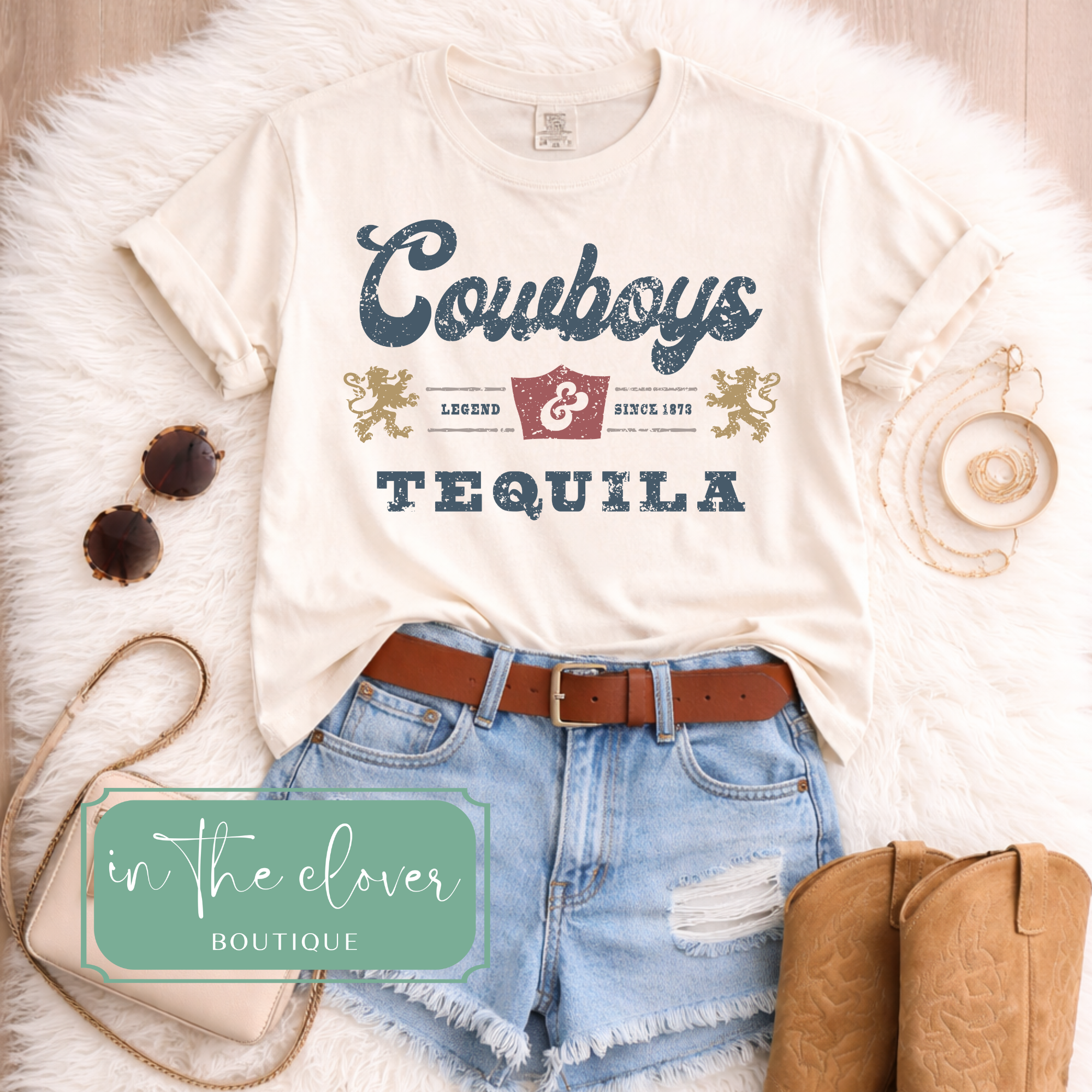 Cowboys & Tequila - Ivory Tee