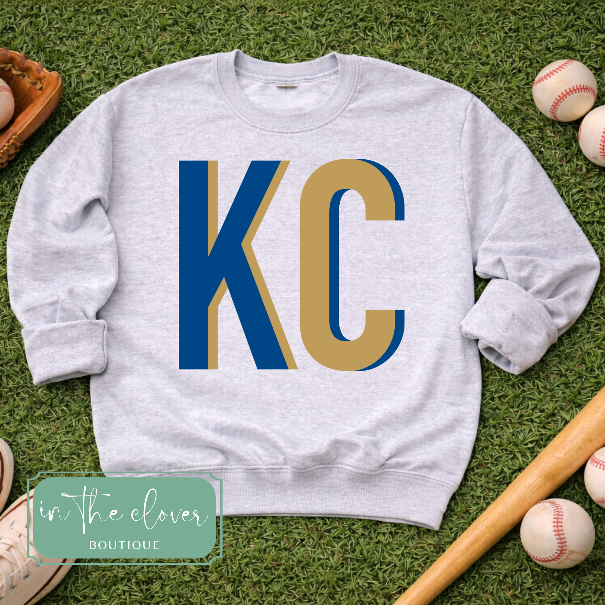 Royals Two Tone Block KC - Ash Crewneck
