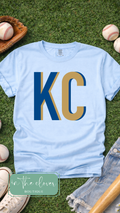 Royals Two Tone Block KC- Light Blue Tee