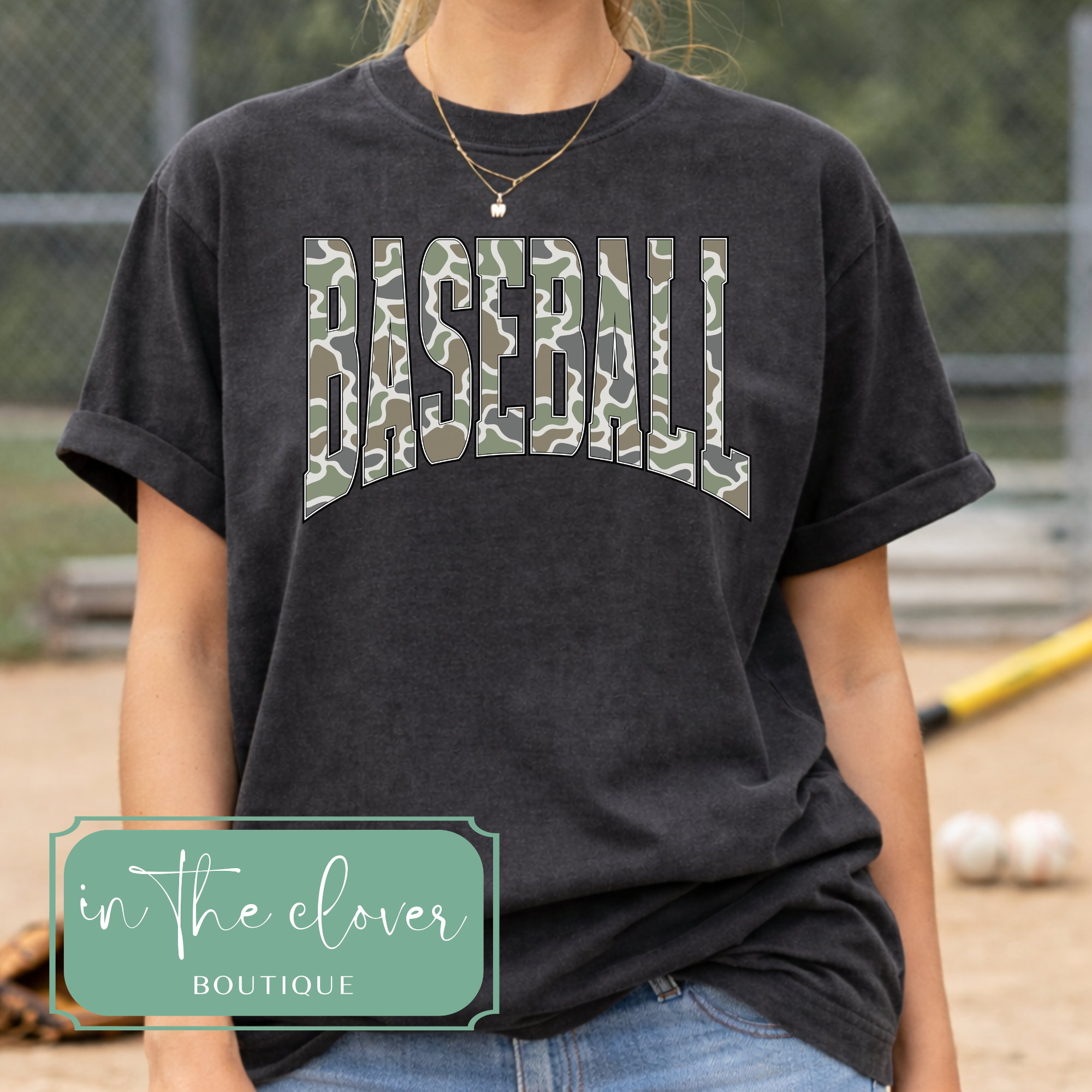 Camo Arched Baseball - Pepper Tee