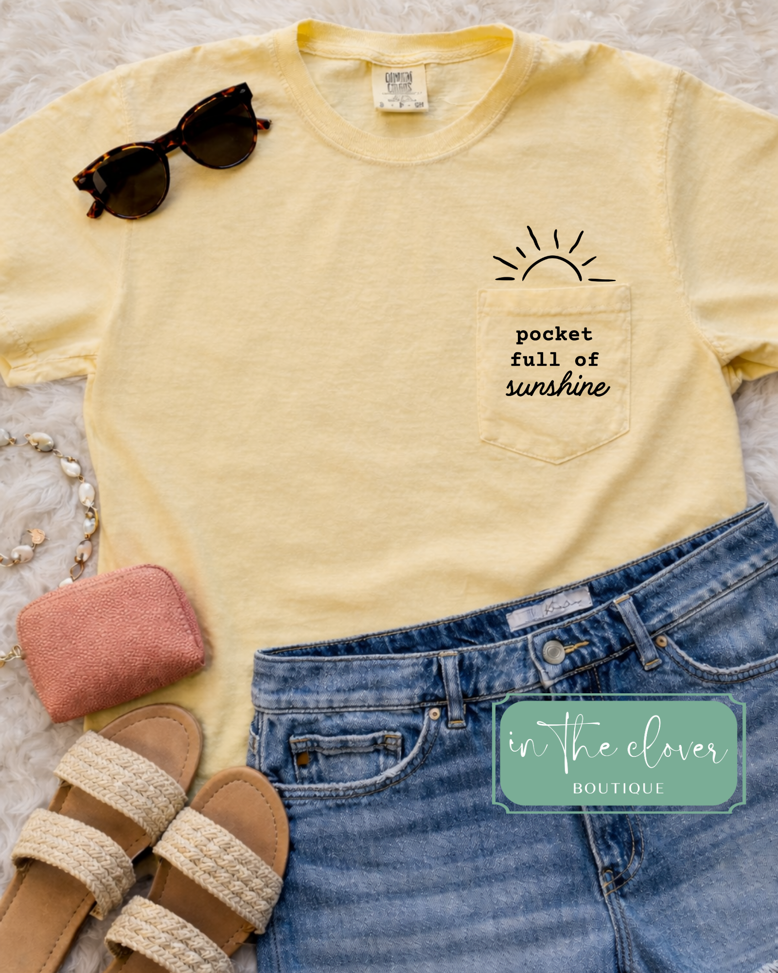 Pocket Full of Sunshine - Butter Pocket Tee