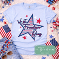 Checkered Star Let Freedom Ring - Light Blue