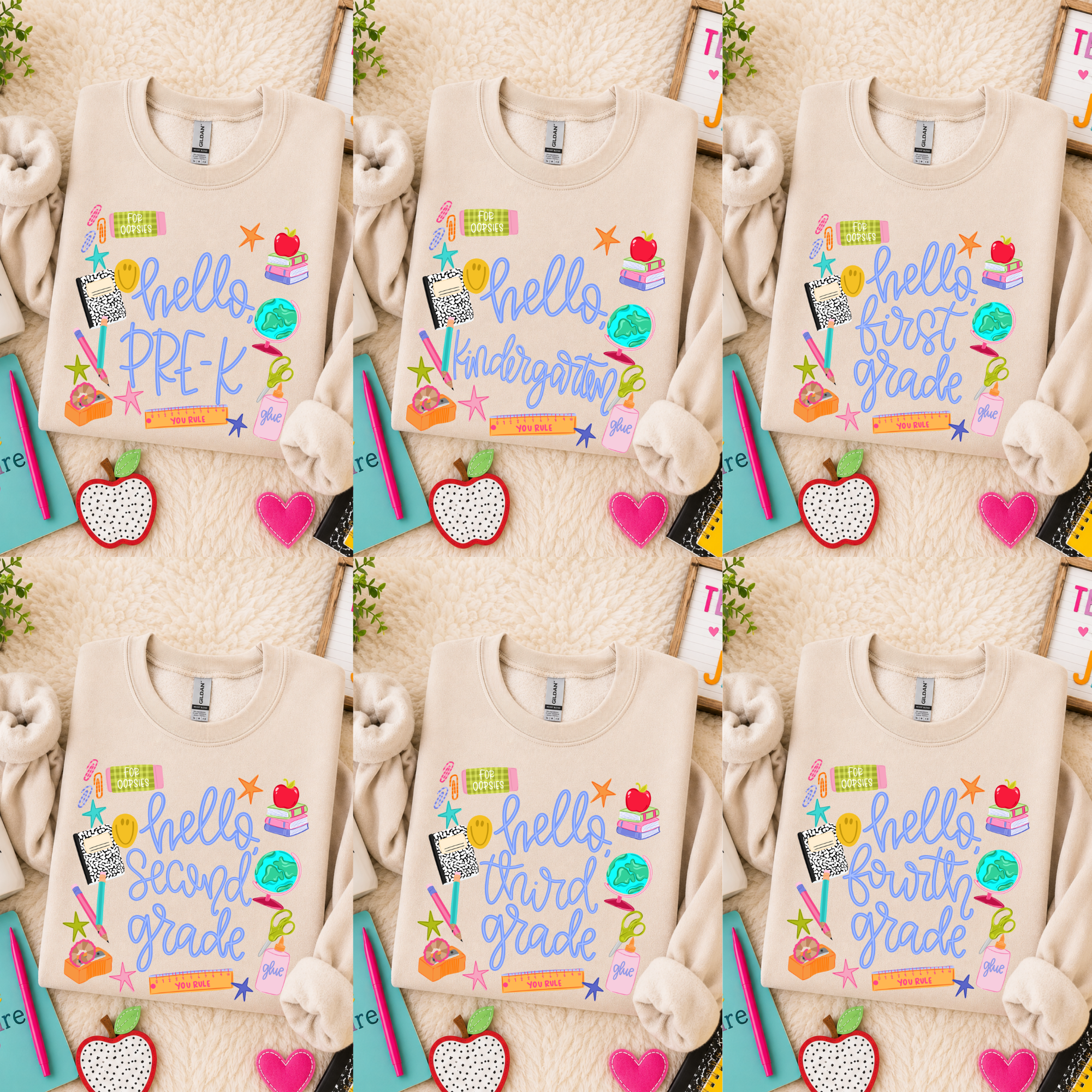 Hello Grade Level - Sand Crewneck