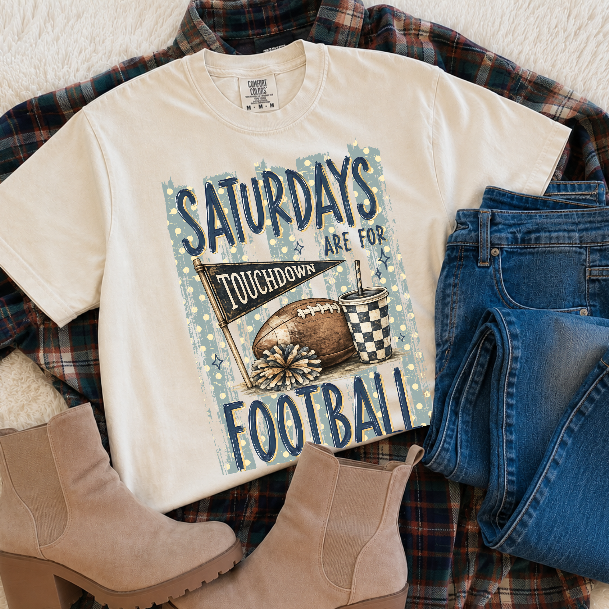 Saturday's Are For Touchdown & Football - Ivory Tee