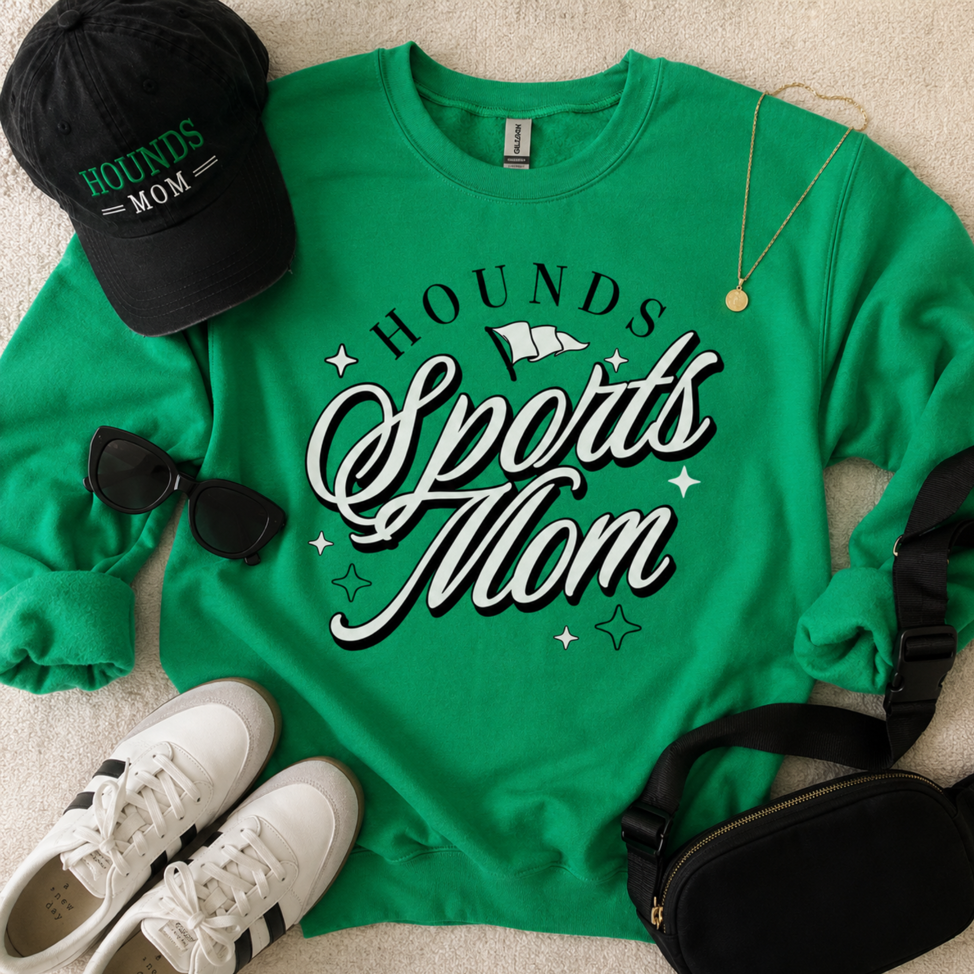 Hounds Sports Mom - Green Crewneck