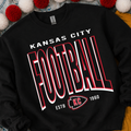 Hollow Kansas City Football with Polka Dot Arrowhead - Black Crewneck