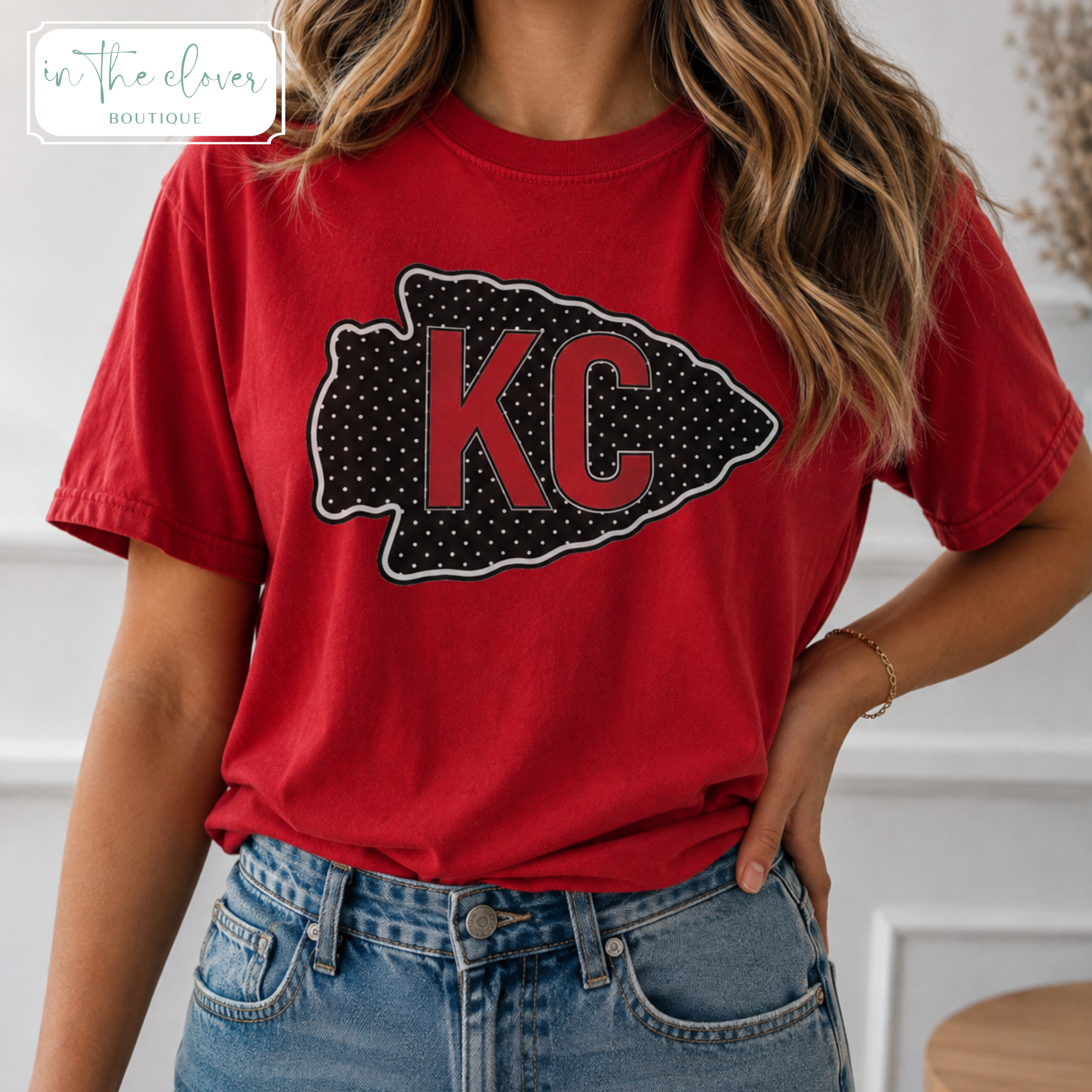 Polka Dot Arrowhead with KC - Red Tee