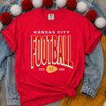 Yellow Hollow Kansas City Football with Polka Dot Arrowhead - Red Tee