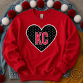 Polka Dot KC Heart - Red Crewneck