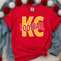 Yellow Polka Dot KC with Wavy Football - Red Tee