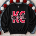 Red Polka Dot KC with Wavy Football - Black Crewneck