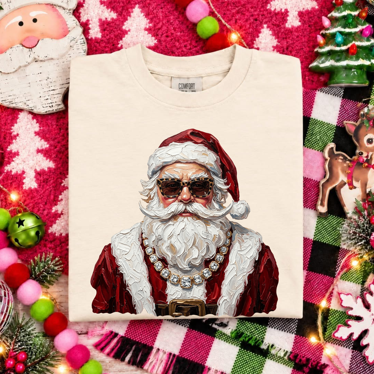 Painted Boujee Santa - Ivory Tee