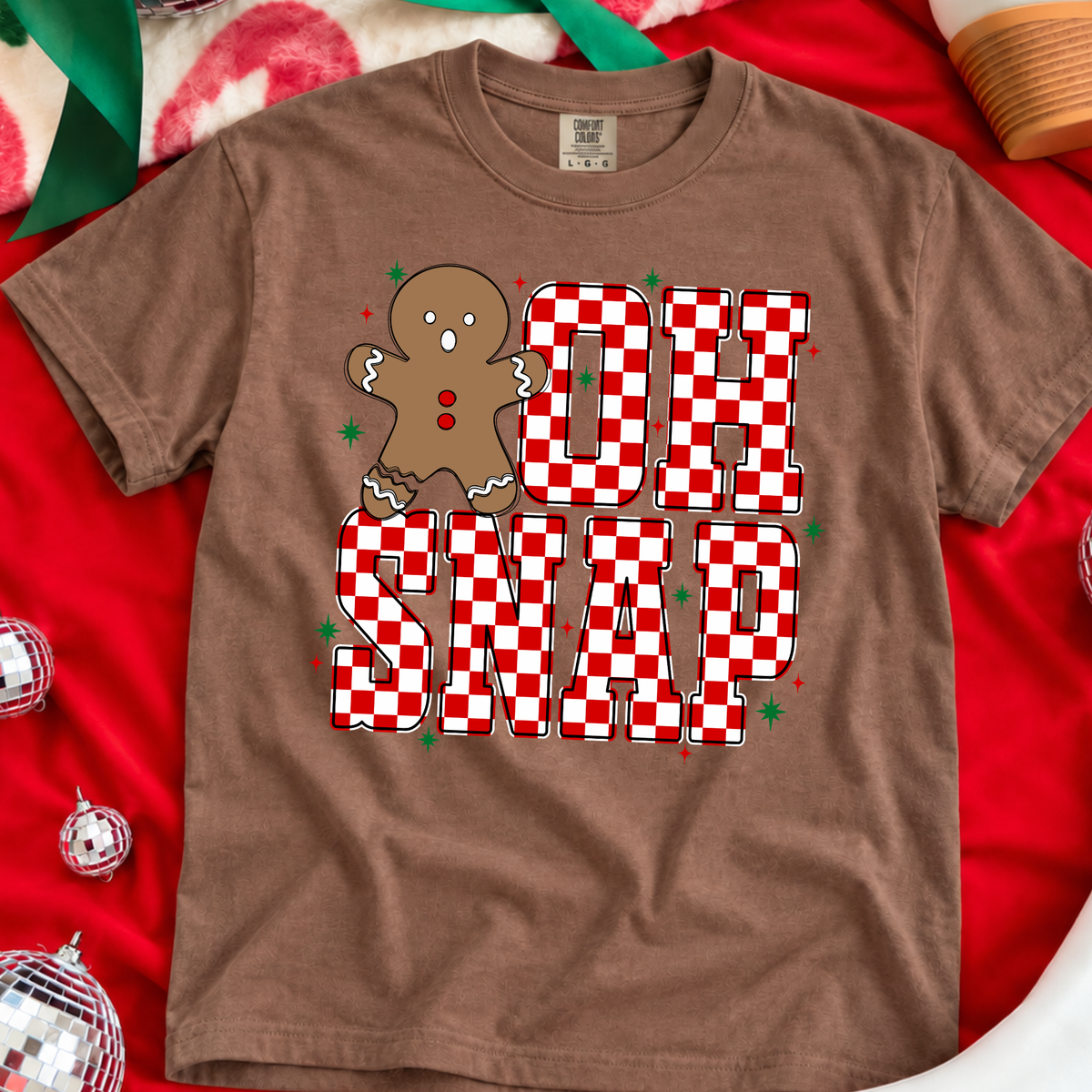 Checkered Oh Snap  - Espresso Tee