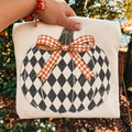 Checkered Pumpkin with Bow ** DEAL OF THE DAY** FINAL SALE - Natural Tee