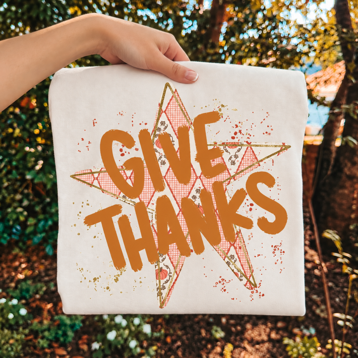 Give Thanks Star  - Ivory Tee