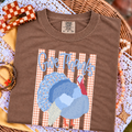 Give Thanks Turkey with Gingham Stripes - Brown Tee
