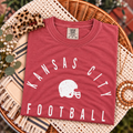 Simple Kansas City Football with Helmet - Crimson Tee