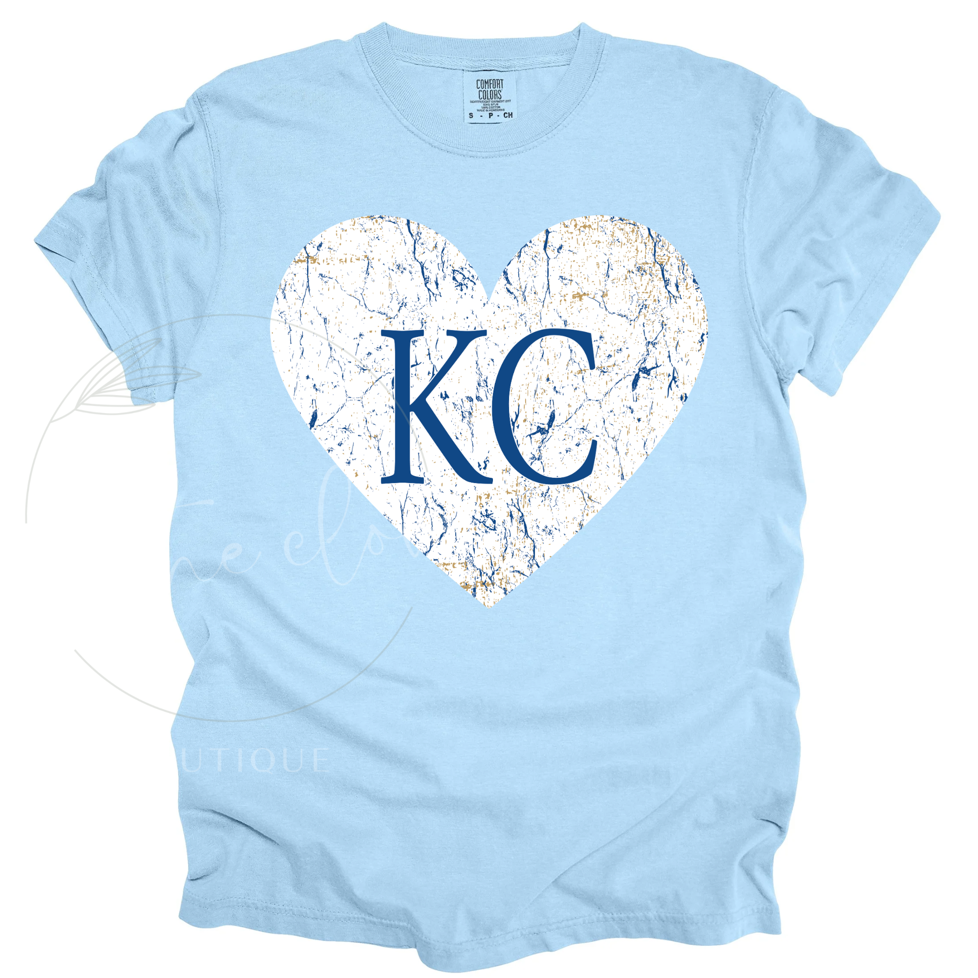 CRACKLE HEART KC ROYALS - LIGHT BLUE TEE