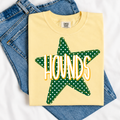 Green  Polka Dot Star with Hounds - Yellow Tee