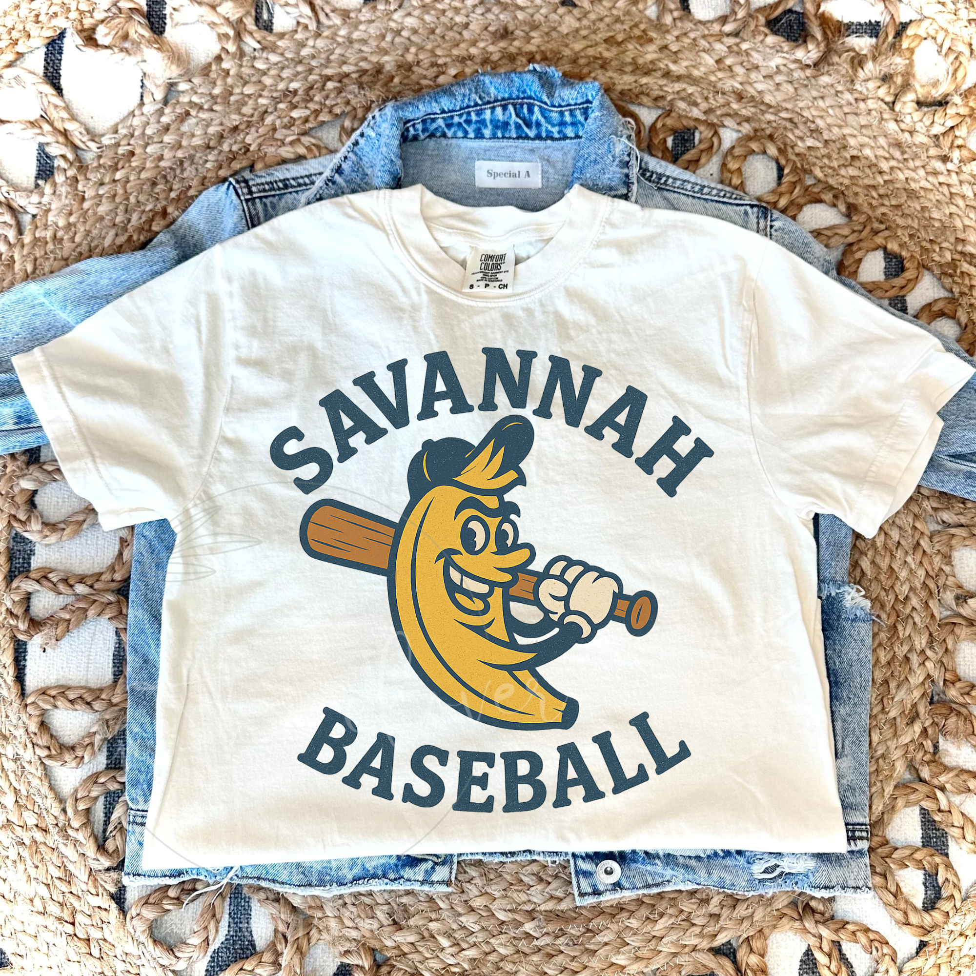 SAVANNAH BASEBALL BANANA BATTER UP - IVORY TEE