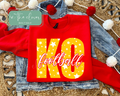 Yellow & White KC Football with Stars - Red Crewneck
