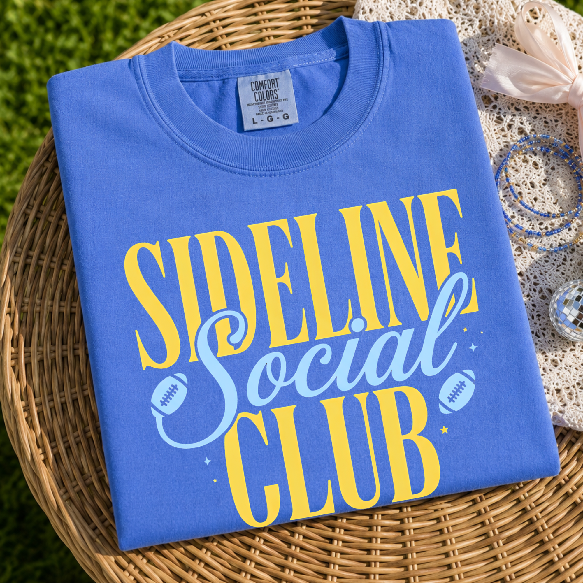 Yellow & Blue Sideline Social Club - Blue Tee