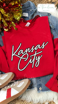 Embroidered Kansas City Script - Red Crewneck Sweatshirt