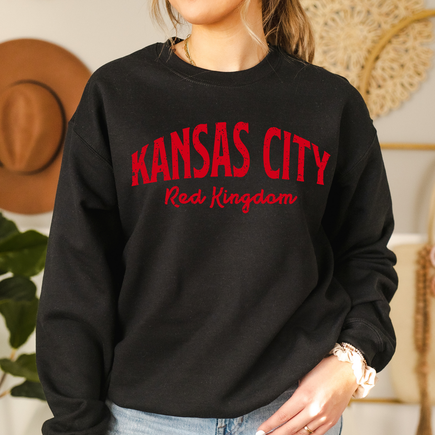 Kansas City Red Kingdom Black Crewneck