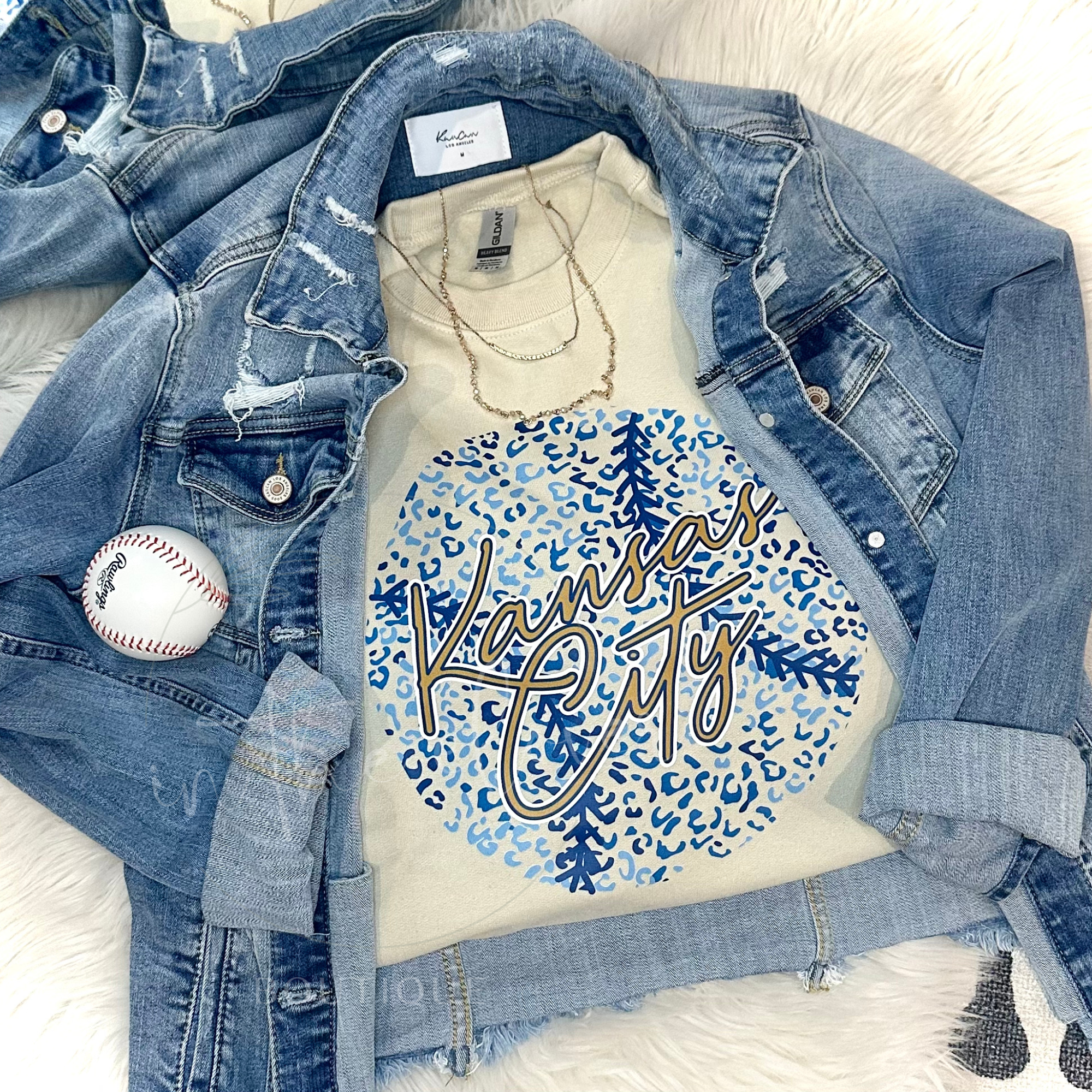 LEOPARD KANSAS CITY BASEBALL - SAND CREWNECK
