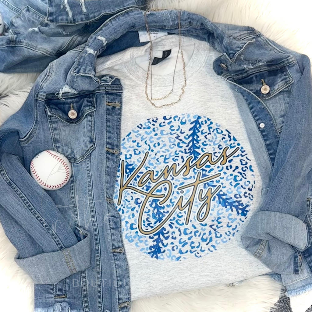 LEOPARD KANSAS CITY BASEBALL - ASH CREWNECK