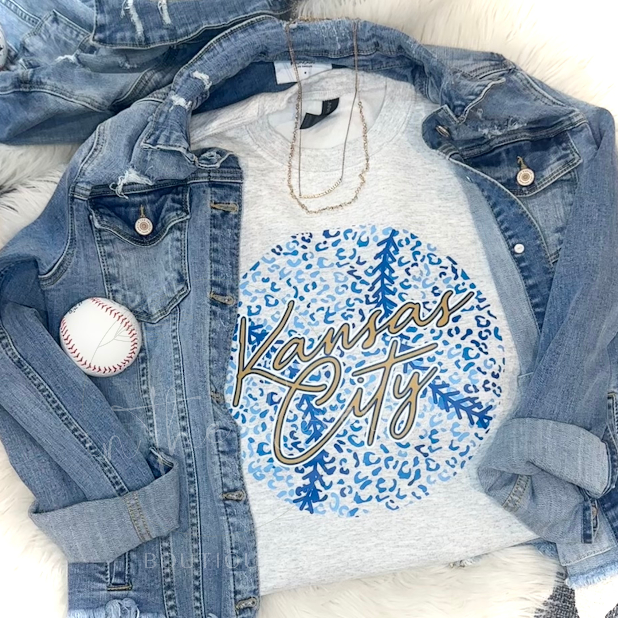 LEOPARD KANSAS CITY BASEBALL - ASH CREWNECK