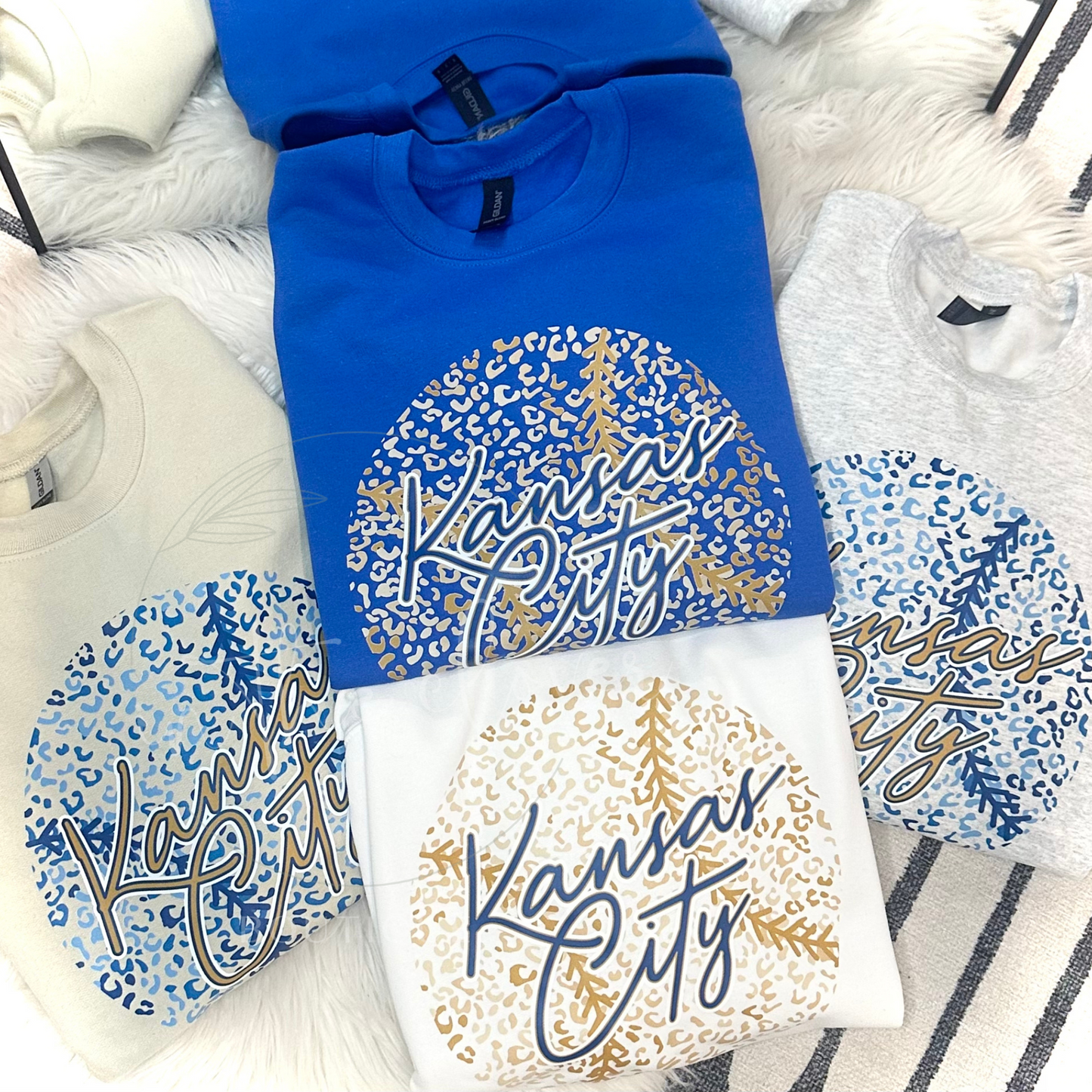 LEOPARD KANSAS CITY BASEBALL - WHITE CREWNECK
