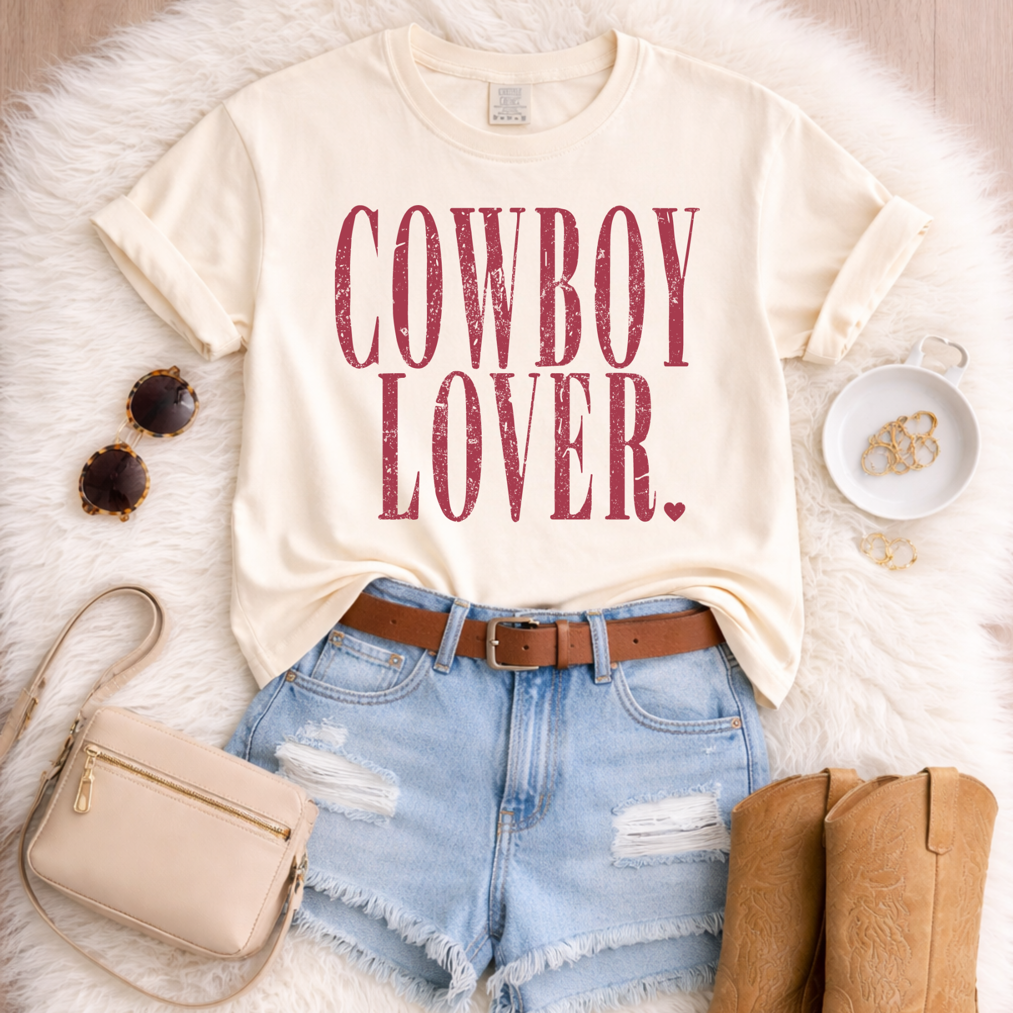 Cowboy Lover - Ivory Tee