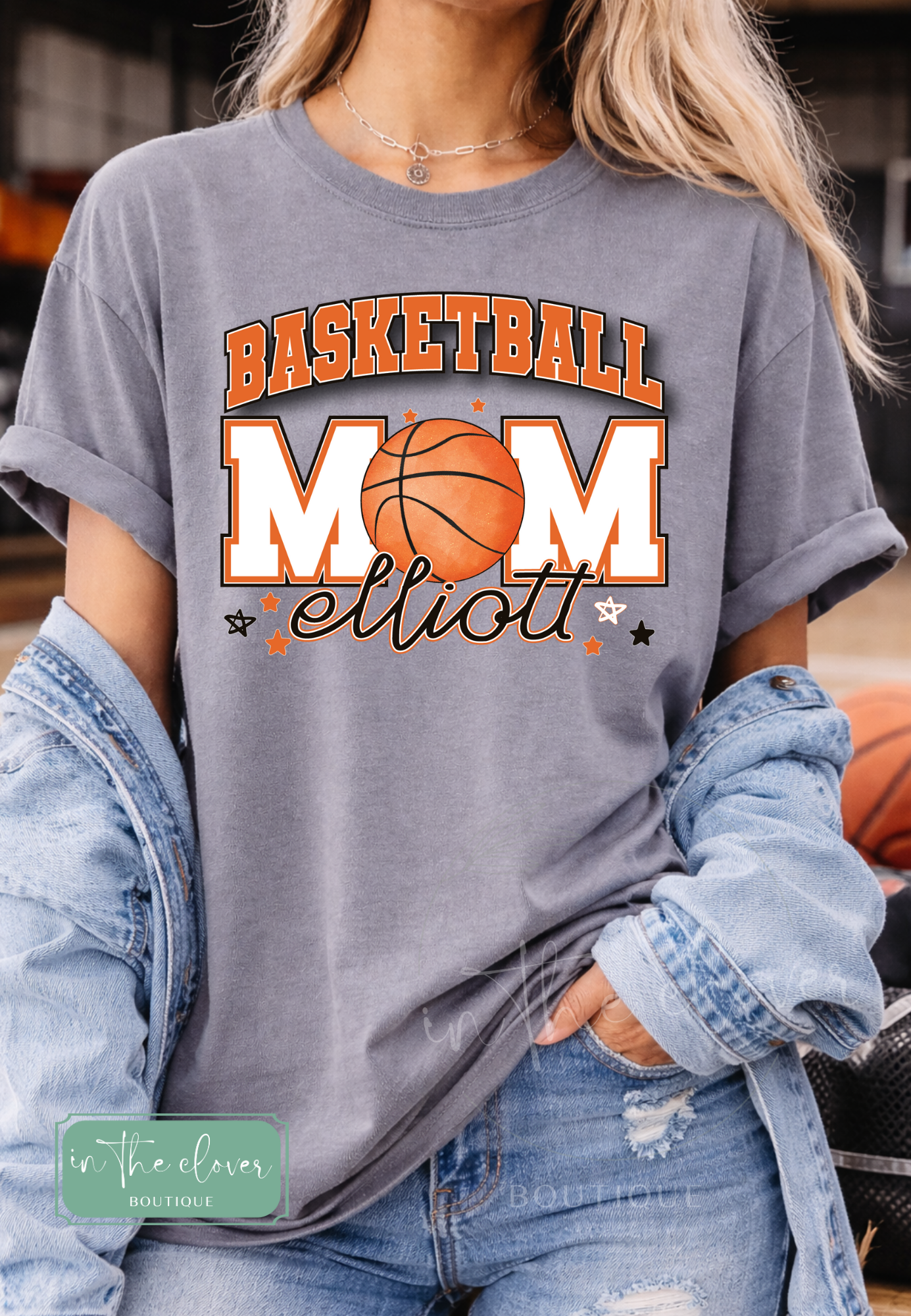 Custom Basketball Mom -Grey Tee