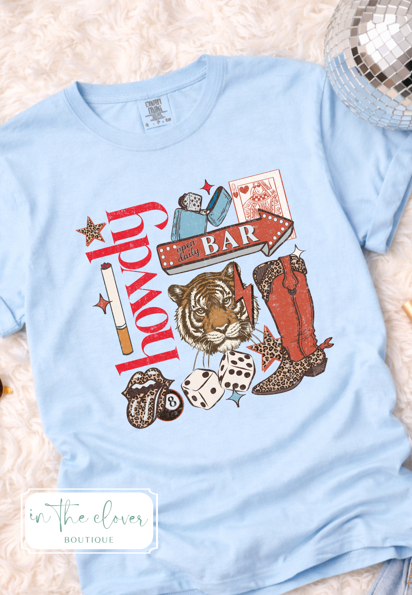 Howdy Collage - Light Blue Tee