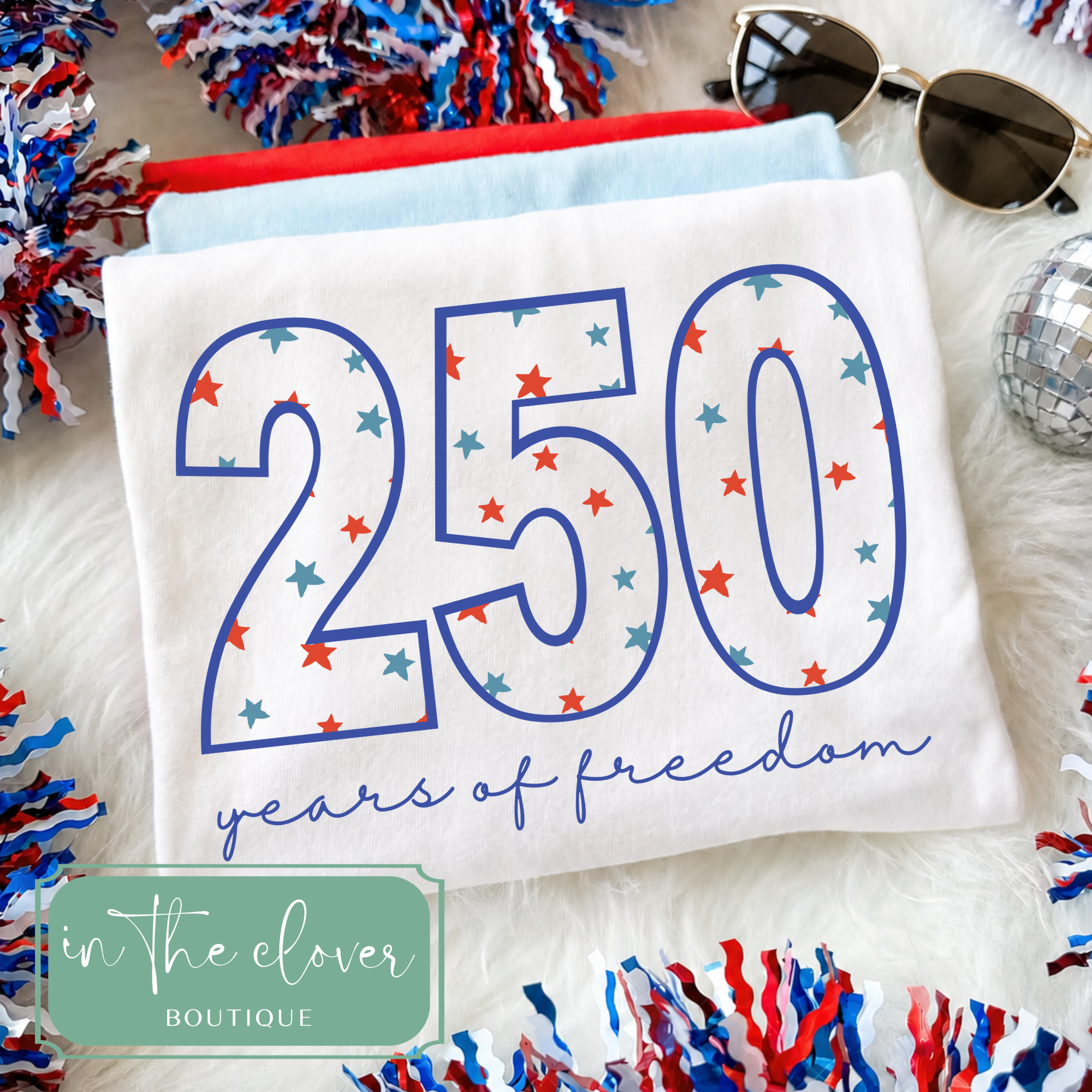 250 Years of Freedom, Star Detail - Vintage White Tee
